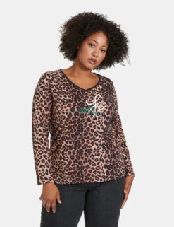 3/4 Arm Shirt Mit Animal-Print -Gerry Stil Geschaft 34 arm shirt mit animal print 01