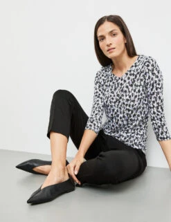 Gerry Weber 3/4 Arm Shirt Mit Ausbrenner-Optik -Gerry Stil Geschaft 34 arm shirt mit ausbrenner optik 102