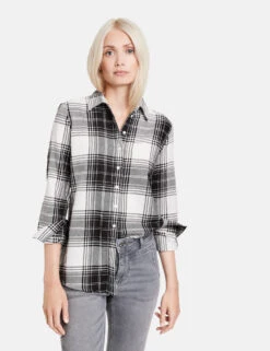 Taifun Baumwollbluse Mit Streifen In Batik-Optik -Gerry Stil Geschaft baumwollbluse mit streifen in batik optik 01