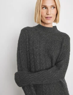 Gerry Weber Bequemes Kleid Mit Strick-Muster -Gerry Stil Geschaft bequemes kleid mit strick muster 100