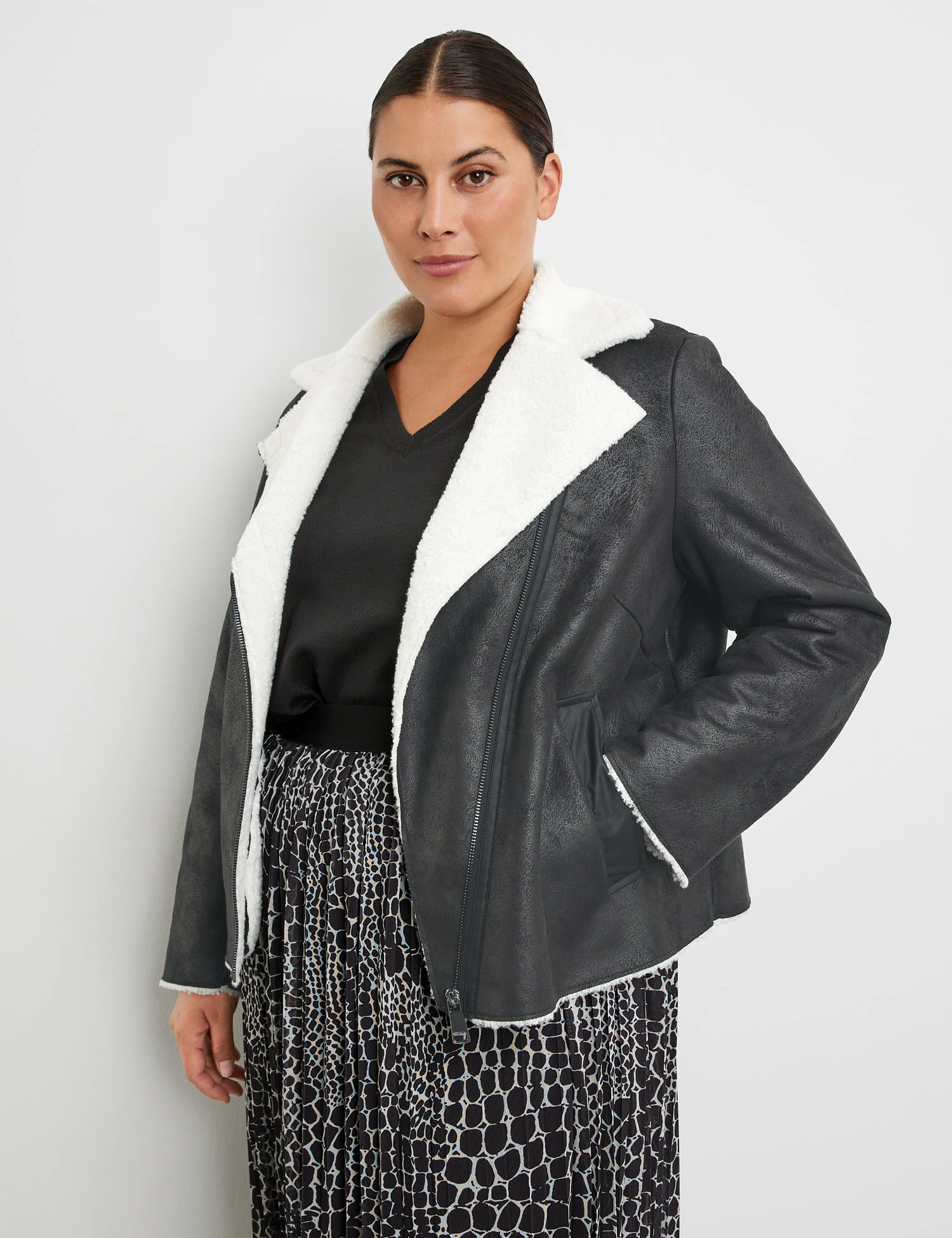 Bikerjacke Mit Teddyfell 1 Bikerjacke Mit Teddyfell