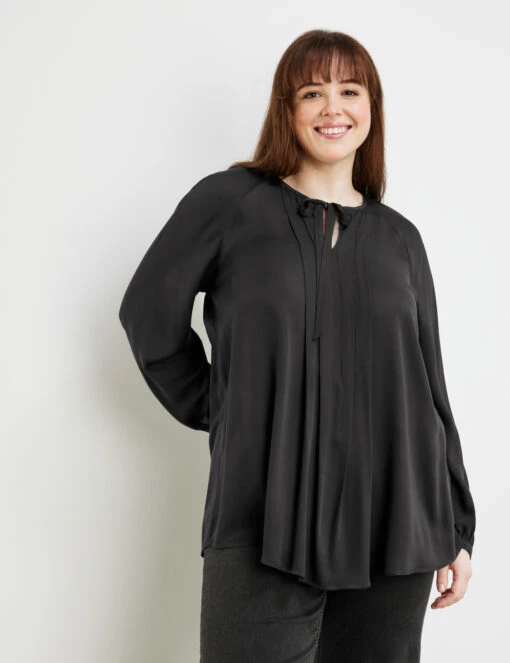 Bluse Mit Biesenplastron -Gerry Stil Geschaft bluse mit biesenplastron 110