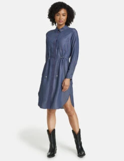 Taifun Blusenkleid In Jeansoptik Mit Taillen-Tunnelband -Gerry Stil Geschaft blusenkleid in jeansoptik mit taillen tunnelband 01