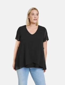 Blusenshirt Mit Chiffon-Layer -Gerry Stil Geschaft blusenshirt mit chiffon layer 01