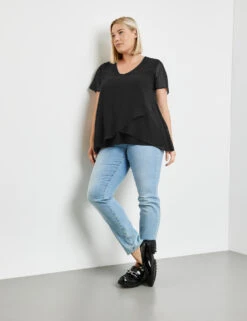 Blusenshirt Mit Chiffon-Layer -Gerry Stil Geschaft blusenshirt mit chiffon layer 102