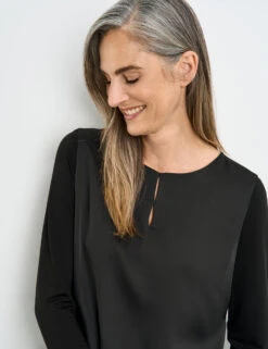 Gerry Weber Blusenshirt Mit Material-Patch Und Elastischem Saum 10 Gerry Weber Blusenshirt Mit Material-Patch Und Elastischem Saum -Gerry Stil Geschaft blusenshirt mit material patch und elastischem saum 100