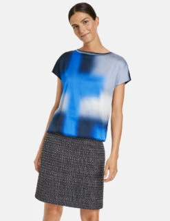 Gerry Weber Blusenshirt Mit Strickblende Und Elastischem Bund -Gerry Stil Geschaft blusenshirt mit strickblende und elastischem bund 01