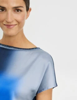 Gerry Weber Blusenshirt Mit Strickblende Und Elastischem Bund -Gerry Stil Geschaft blusenshirt mit strickblende und elastischem bund 100