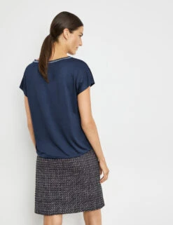 Gerry Weber Blusenshirt Mit Strickblende Und Elastischem Bund -Gerry Stil Geschaft blusenshirt mit strickblende und elastischem bund 104