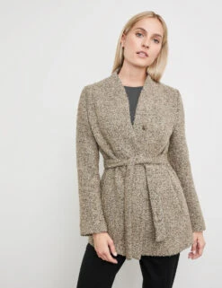 Taifun Bouclé-Jacke Mit Bindegürtel