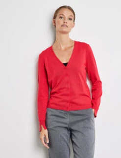 Taifun Cardigan Aus Feinstrick Mit Geschlitztem Ärmel