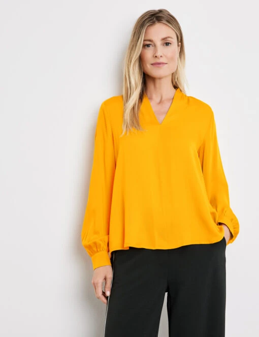 Gerry Weber Fließende Bluse Mit Leichten Ballonärmeln -Gerry Stil Geschaft fliessende bluse mit leichten ballonaermeln 110