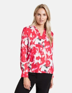 Taifun Fließende Langarmbluse Mit Allover-Print -Gerry Stil Geschaft fliessende langarmbluse mit allover print 01