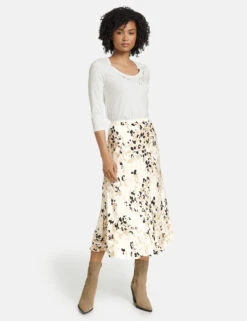 Taifun Fließender A-Linien-Rock Mit Elastischem Bund -Gerry Stil Geschaft fliessender a linien rock mit elastischem bund 01