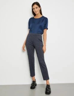 Gerry Weber Gemusterte 7/8 Stretchhose Mit Seitenschlitzen