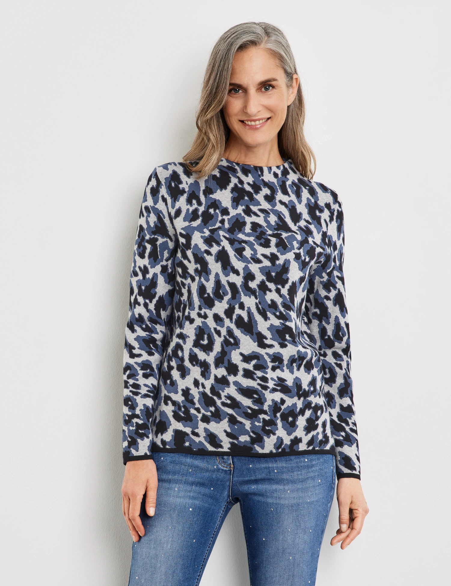 Gerry Weber Gemusterter Pullover Mit Kurzem Stehkragen 1 Gerry Weber Gemusterter Pullover Mit Kurzem Stehkragen