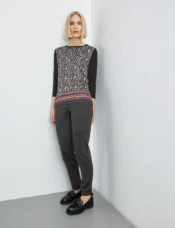 Gerry Weber Gemustertes 3/4 Arm Shirt Mit Material-Patch -Gerry Stil Geschaft gemustertes 34 arm shirt mit material patch 102