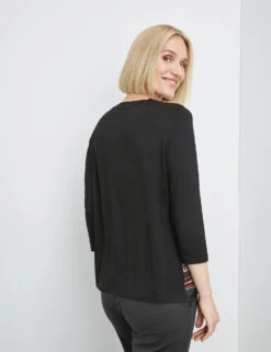 Gerry Weber Gemustertes 3/4 Arm Shirt Mit Material-Patch -Gerry Stil Geschaft gemustertes 34 arm shirt mit material patch 104