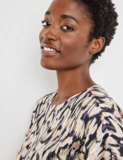 Gerry Weber Gemustertes Blusenshirt Mit Gerafftem Saum -Gerry Stil Geschaft gemustertes blusenshirt mit gerafftem saum 100