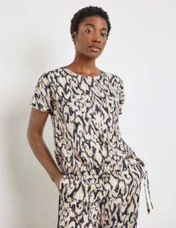 Gerry Weber Gemustertes Blusenshirt Mit Gerafftem Saum