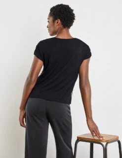 Gerry Weber Gemustertes Blusenshirt Mit Material-Patch -Gerry Stil Geschaft gemustertes blusenshirt mit material patch 104