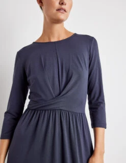 Taifun Gemustertes Jerseykleid Mit Wickeloptik -Gerry Stil Geschaft gemustertes jerseykleid mit wickeloptik 100