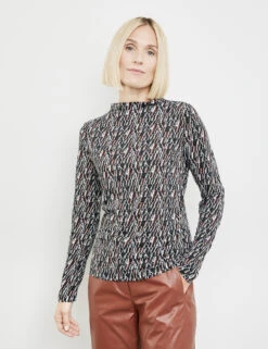 Gerry Weber Gemustertes Langarmshirt Mit Ausbrenner-Optik -Gerry Stil Geschaft gemustertes langarmshirt mit ausbrenner optik 100