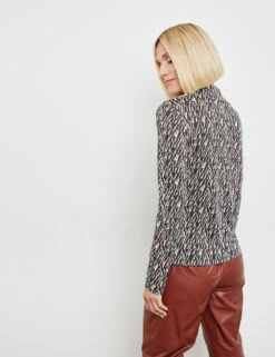 Gerry Weber Gemustertes Langarmshirt Mit Ausbrenner-Optik -Gerry Stil Geschaft gemustertes langarmshirt mit ausbrenner optik 104