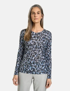Gerry Weber Gemustertes Langarmshirt Mit Ausbrenner-Qualität -Gerry Stil Geschaft gemustertes langarmshirt mit ausbrenner qualitaet 01