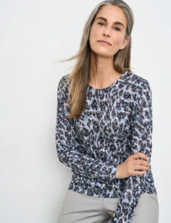 Gerry Weber Gemustertes Langarmshirt Mit Ausbrenner-Qualität -Gerry Stil Geschaft gemustertes langarmshirt mit ausbrenner qualitaet 102