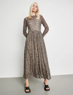 Taifun Gemustertes Maxikleid Mit Semitransparenten Details