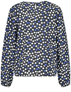 Taifun Gepunktetes Blusenshirt Mit Elastischem Ärmelsaum -Gerry Stil Geschaft gepunktetes blusenshirt mit elastischem aermelsaum 03