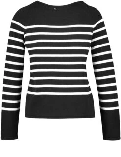 Gerry Weber Geringelter Pullover Aus Baumwolle -Gerry Stil Geschaft geringelter pullover aus baumwolle 03