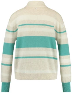 Gerry Weber Gestreifter Wollpullover Mit Turtleneck -Gerry Stil Geschaft gestreifter wollpullover mit turtleneck 03