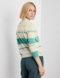 Gerry Weber Gestreifter Wollpullover Mit Turtleneck -Gerry Stil Geschaft gestreifter wollpullover mit turtleneck 104