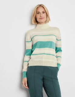 Gerry Weber Gestreifter Wollpullover Mit Turtleneck