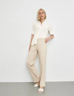 Gerry Weber Halbarmbluse Aus Viscose Crepe Mit Verdeckter Knopfleiste -Gerry Stil Geschaft halbarmbluse aus viscose crepe mit verdeckter knopfleiste 102
