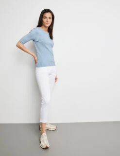 Gerry Weber Halbarmshirt Mit Rippstrick-Struktur -Gerry Stil Geschaft halbarmshirt mit rippstrick struktur 102
