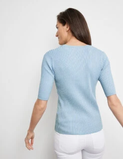 Gerry Weber Halbarmshirt Mit Rippstrick-Struktur -Gerry Stil Geschaft halbarmshirt mit rippstrick struktur 104