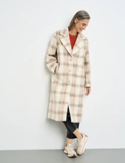 Gerry Weber Karierter Mantel Mit Wollanteil -Gerry Stil Geschaft karierter mantel mit wollanteil 102