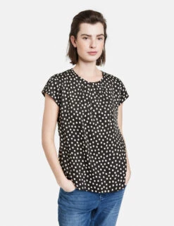 Taifun Kurzarmbluse Mit Allover-Print -Gerry Stil Geschaft kurzarmbluse mit allover print 01