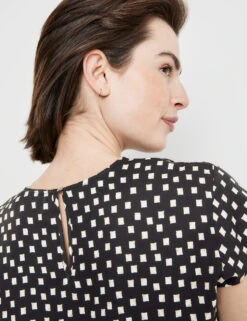 Taifun Kurzarmbluse Mit Allover-Print -Gerry Stil Geschaft kurzarmbluse mit allover print 100