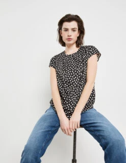 Taifun Kurzarmbluse Mit Allover-Print -Gerry Stil Geschaft kurzarmbluse mit allover print 102