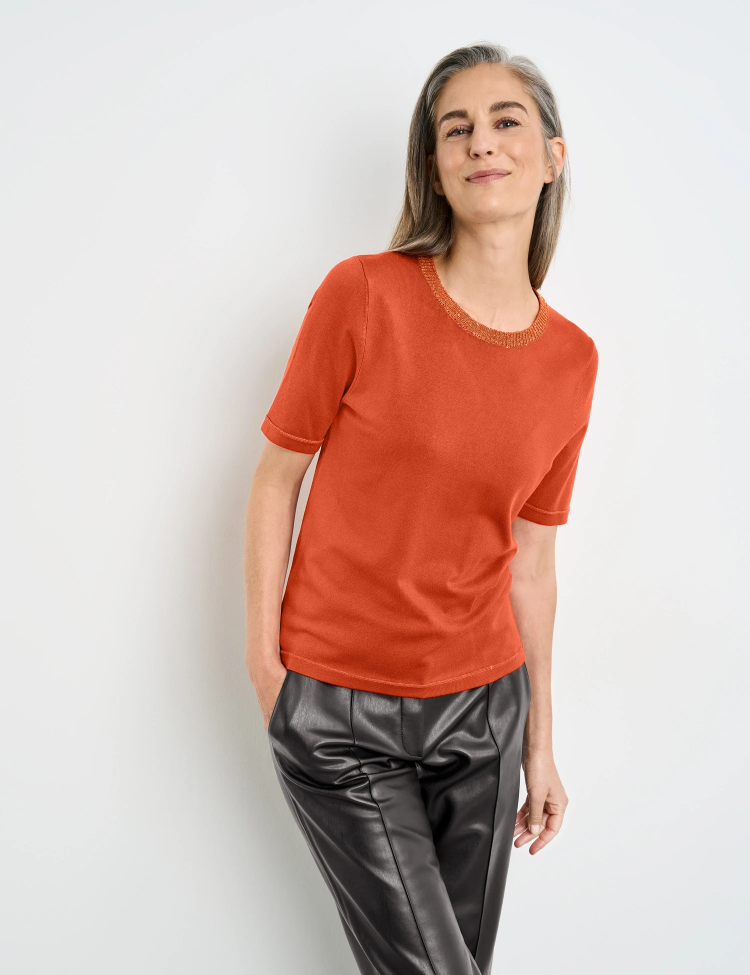 Gerry Weber Kurzarmpullover Mit Lurex-Details 1 Gerry Weber Kurzarmpullover Mit Lurex-Details