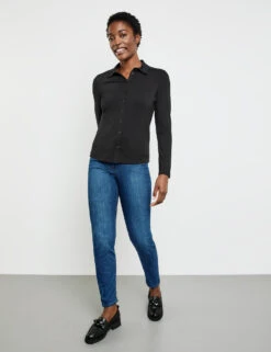 Gerry Weber Langarm Poloshirt Mit Durchgehender Knopfleiste -Gerry Stil Geschaft langarm poloshirt mit durchgehender knopfleiste 102