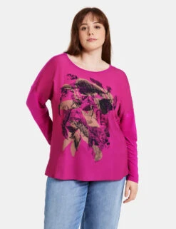 Langarmshirt Mit Material-Mix -Gerry Stil Geschaft langarmshirt mit material mix 01