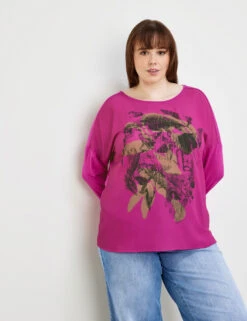 Langarmshirt Mit Material-Mix