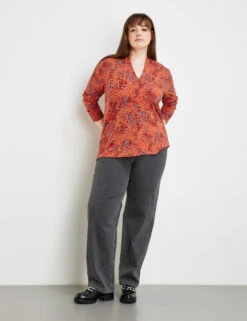 Langarmshirt Mit V-Ausschnitt -Gerry Stil Geschaft langarmshirt mit v ausschnitt 102