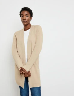 Gerry Weber Lange Strickjacke Mit Ärmeln Aus Rippstrick