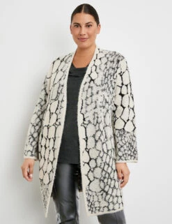 Lange Strickjacke Mit Jacquardmuster